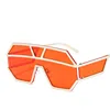 Hot Sale Fashion Unisex One Piece Orange Lens UV400 Vintage Big Frame Polygon Rimless Sunglasses