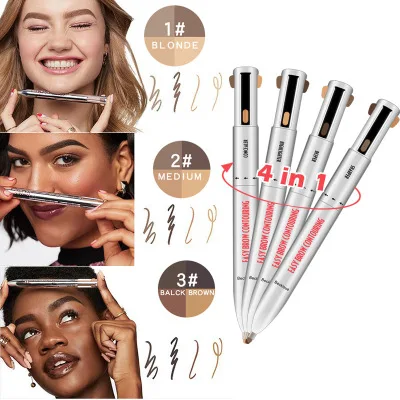 

4-in-1 Easy to Wear Eyebrow Contour Pen Defining & Highlighting Brow Pencil Makeup Beauty, N/a