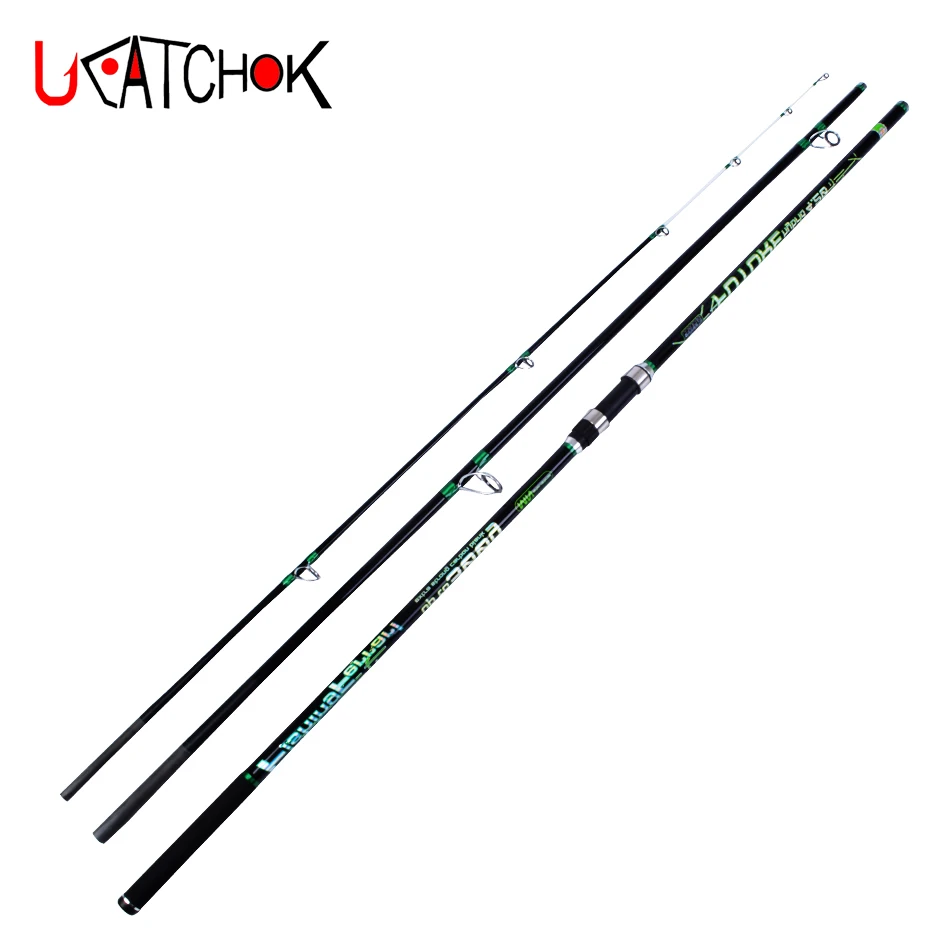 

4.2M up to 300g LW 40T 3sections surf long casting rod pure high carbon fiber beach long distance throwing far shot fishing rods, Orange