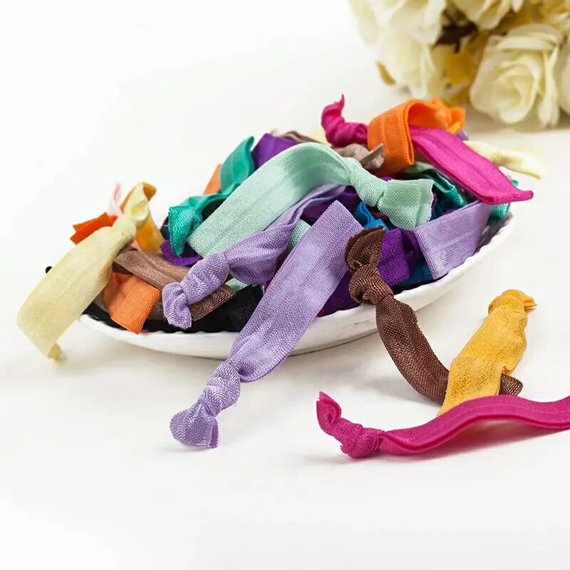 

200 pcs/lot 5/8" Fold Over Elastic Hair Band Solid FOE Hair Tie Assorted Colors Ponytail Holder Head wear Hair Accessories, Multicolor