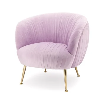 Round Shaped Pink Purple Comfy Accent Arm Chairs Velvet Single Sofa Chair With Gold Legs Armchair Fabric Living Room Product On
