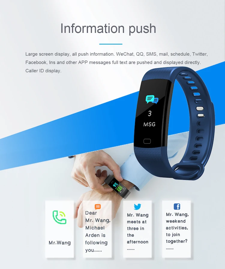 Colorful screen Y5 bracelet smart watch 2019 trend blood pressure fitness tracker sleep monitor Y5 heartrate blE wristband