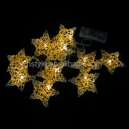Electric Multi Color Wicker Rattan Star Fairy Lights String Ideal Decor Wedding Bedroom Party Hallway Conservatory HNL085E