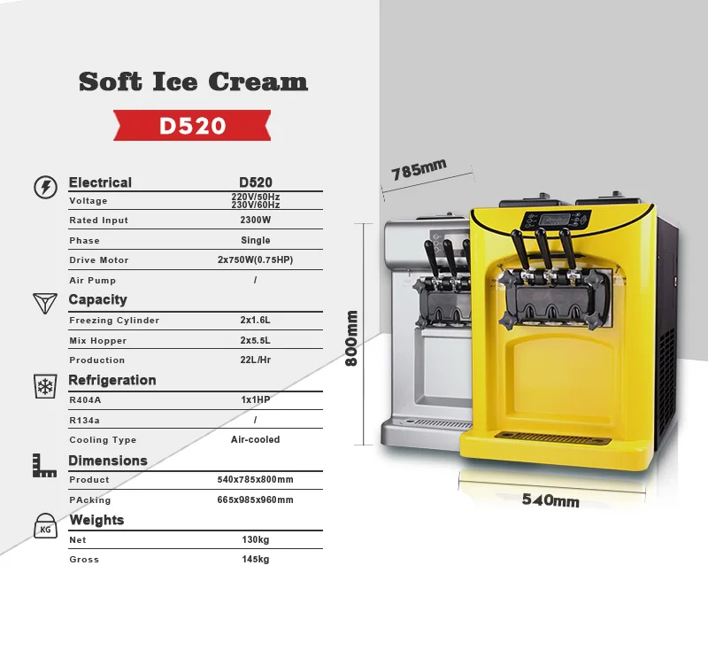 Donper New Products D520 Health Food Machinery D520 Soft Ice Cream