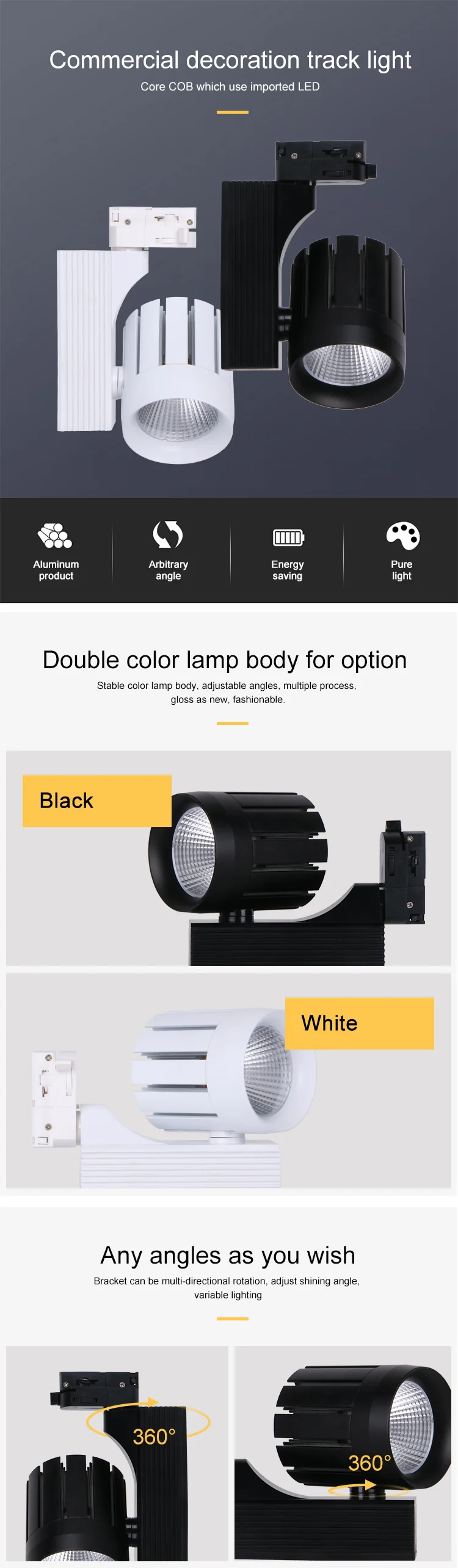 cob led track light led black 30W