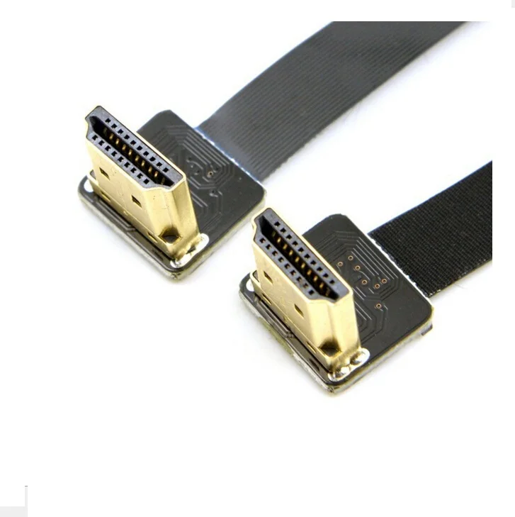 

90 degree Elbow Flat Ribbon HDtv fpc Cable FPV Cable 11.8'' Ultra Thin HDtv Cable, Black or as request