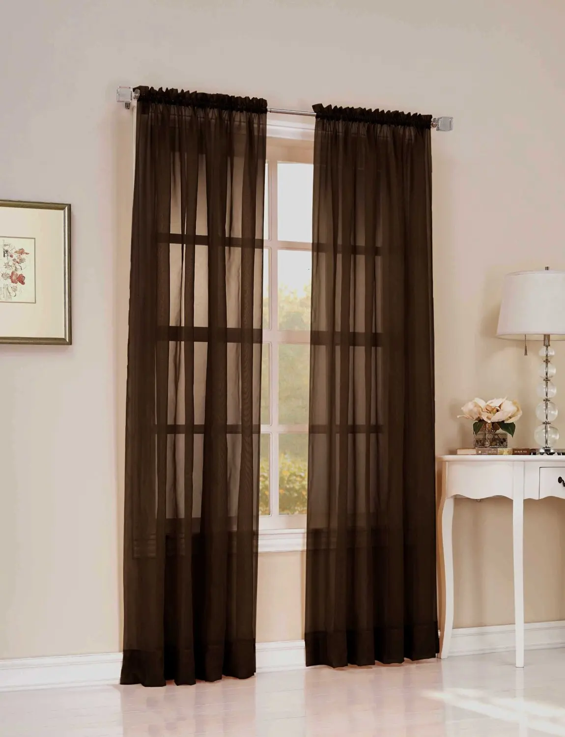 Buy Lgance 2 Piece Solid Sheer Window Curtains Drape Panels