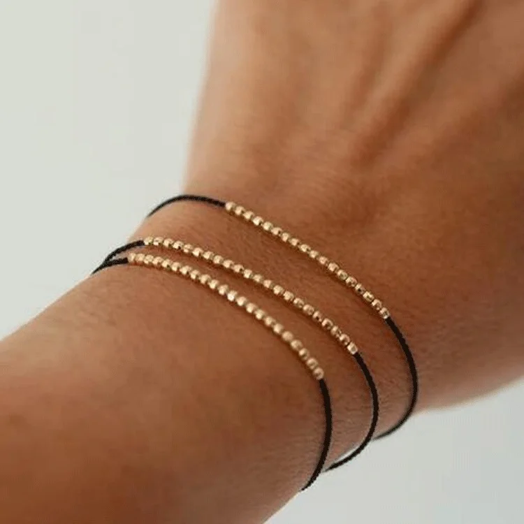 

2021 Hot sale hand-woven bracelet Wish Friendship Bracelet Silk Cord Beaded Bracelet, Silver & gold
