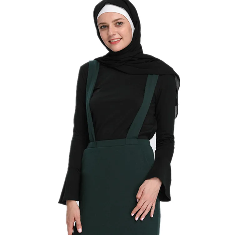 

2019 Newest Fashion Muslim Casual Shirt Islamic Clothing Women Bell SleevesTops, Black ,white