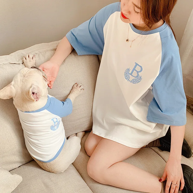 

whole selling soft breathable pet-parents football shirt matching dog and owner clothes outing wear, N/a