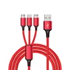 Durable Nylon Braided micro 3in1 usb cable fast charge Type C Phone Multi Usb data Cable 3 IN 1