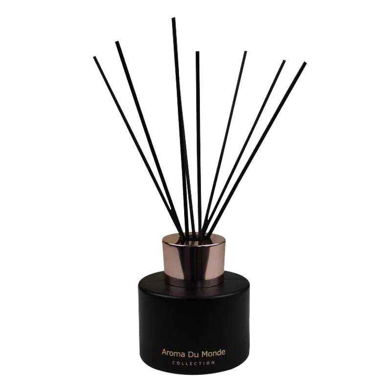 Custom Home Fragrance  Aroma matt black Glass Reed Diffuser With Black cotton Sticks