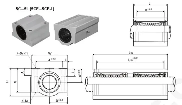 Линейный подшипник lm8uu чертеж