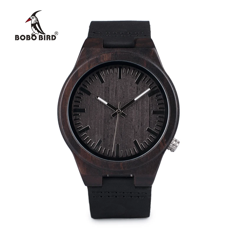 

BOBO BIRD top brand luxury ebony wood watch with Custom logo on the back, Picture