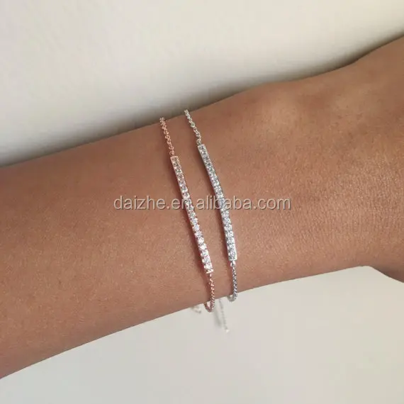 

Factory direct sale 925 sterling silver wholesale micro pave cz bar bracelet