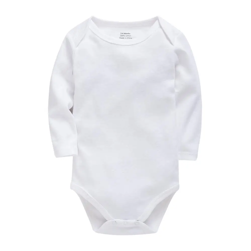 

Blank Baby Bodysuit Long Sleeve Cotton Winter Baby Clothes Plain White Baby Wear