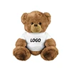 Custom logo printed small teddy bear with white t shirt