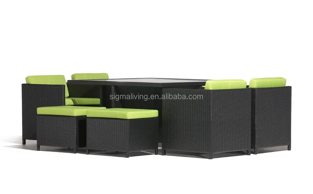 space saving furniture  4 seater modern rattan compact dining table set