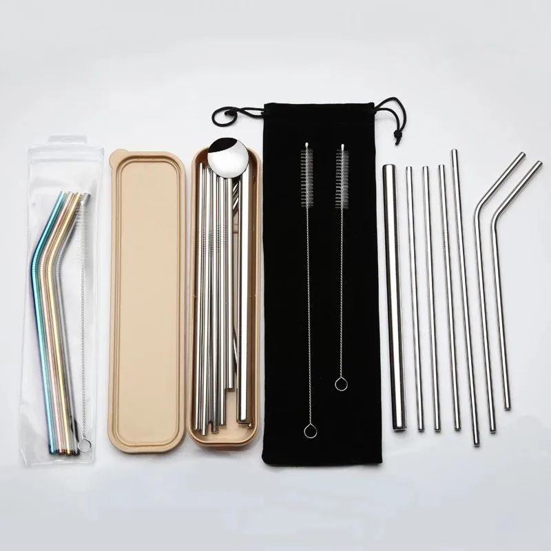 Amazon Metal Drinking Straw Stainless Steel Straw Set With Brush Case