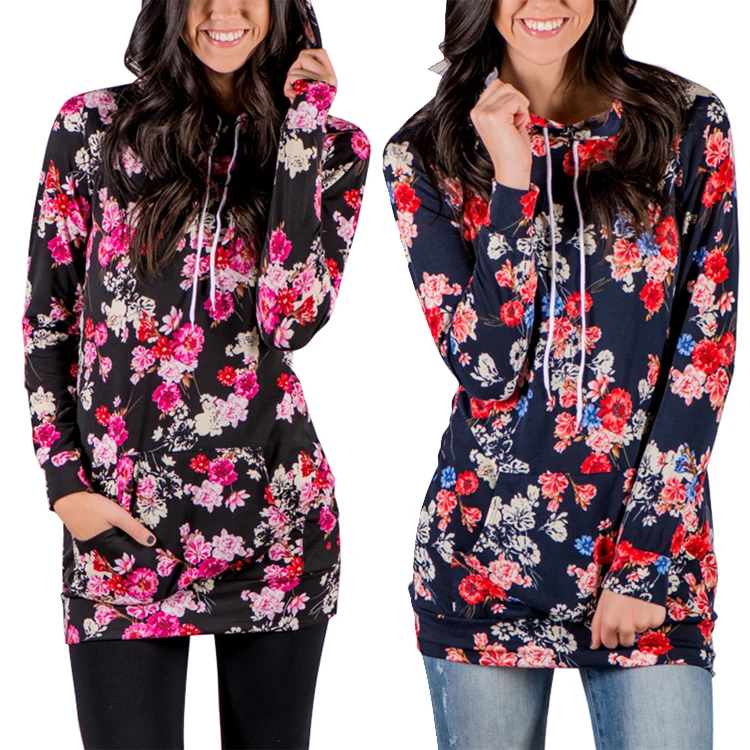 pullover floral print hoodie