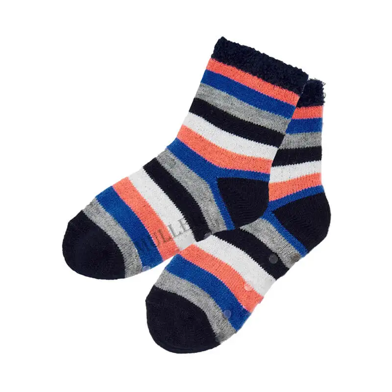 

Warm Striped Baby Boy Slipper Socks with Non Skid Bottoms