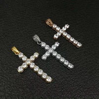 

Bling bling jewelry 316l stainless steel gold silver diamond inlay casting cross pendants for men women