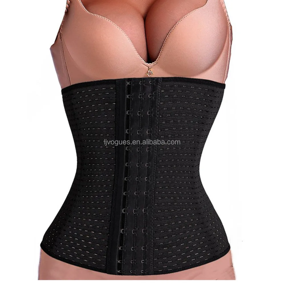 

Breathable Mesh Waist Cincher Steel Boned Body Shaper Corset Underbust for women, Black, nude