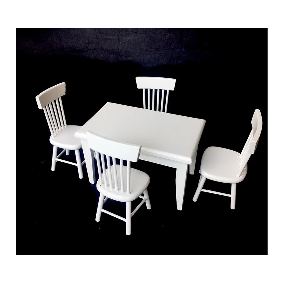 
1:12 Scaled wooden Table and Chairs Doll House Furniture Miniature Dining set  (60470578072)
