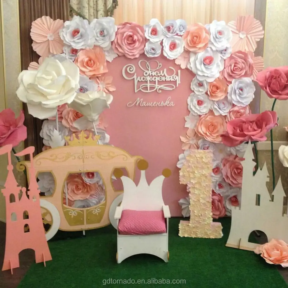 2017 Wholesale Amazing artificial pink white paper flower for wall wedding Decoration