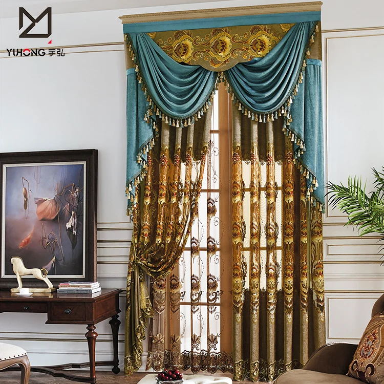 Automatic Luxury European Style Window Curtain Set With Valance Buy