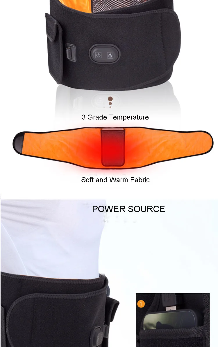 Yemall Waist Heating Belt Heat Therapy Wrap Body Massager Massage Belt