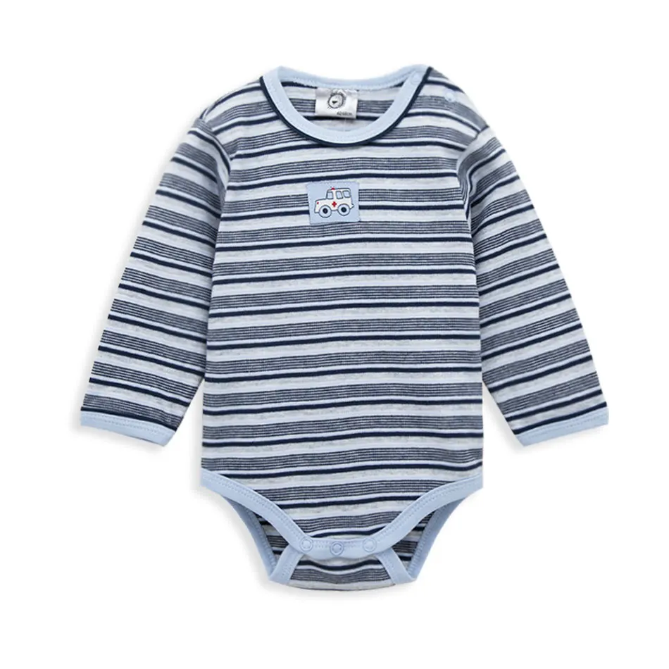 

Baby Clothing Yarn Dyed Striped Long Sleeve Coveralls Newborn Cotton Infant Jumpsuit Baby Boy Bodysuits, Striped color