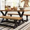 Commercial furniture outdoor dining set picnic table and chair wood metal