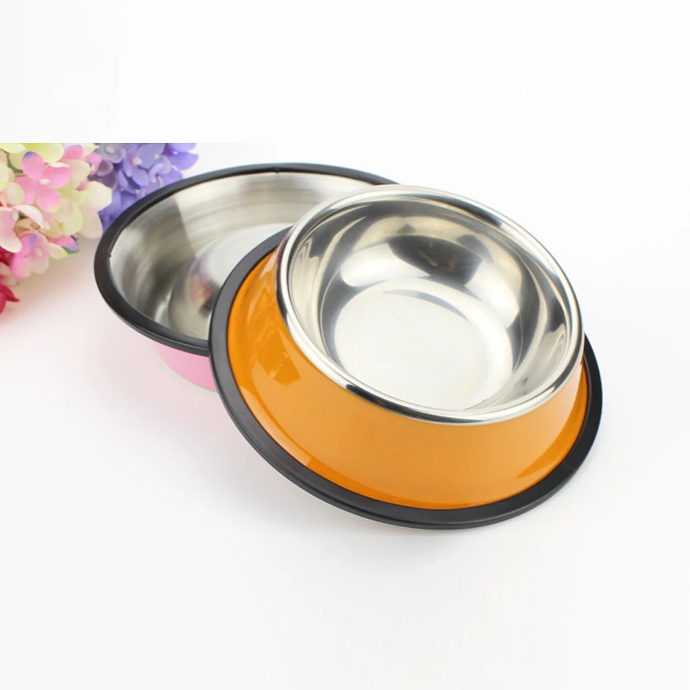 Colorful Wholesale Rubber Bottom Cheap Stainless Steel Pet Dish/dog