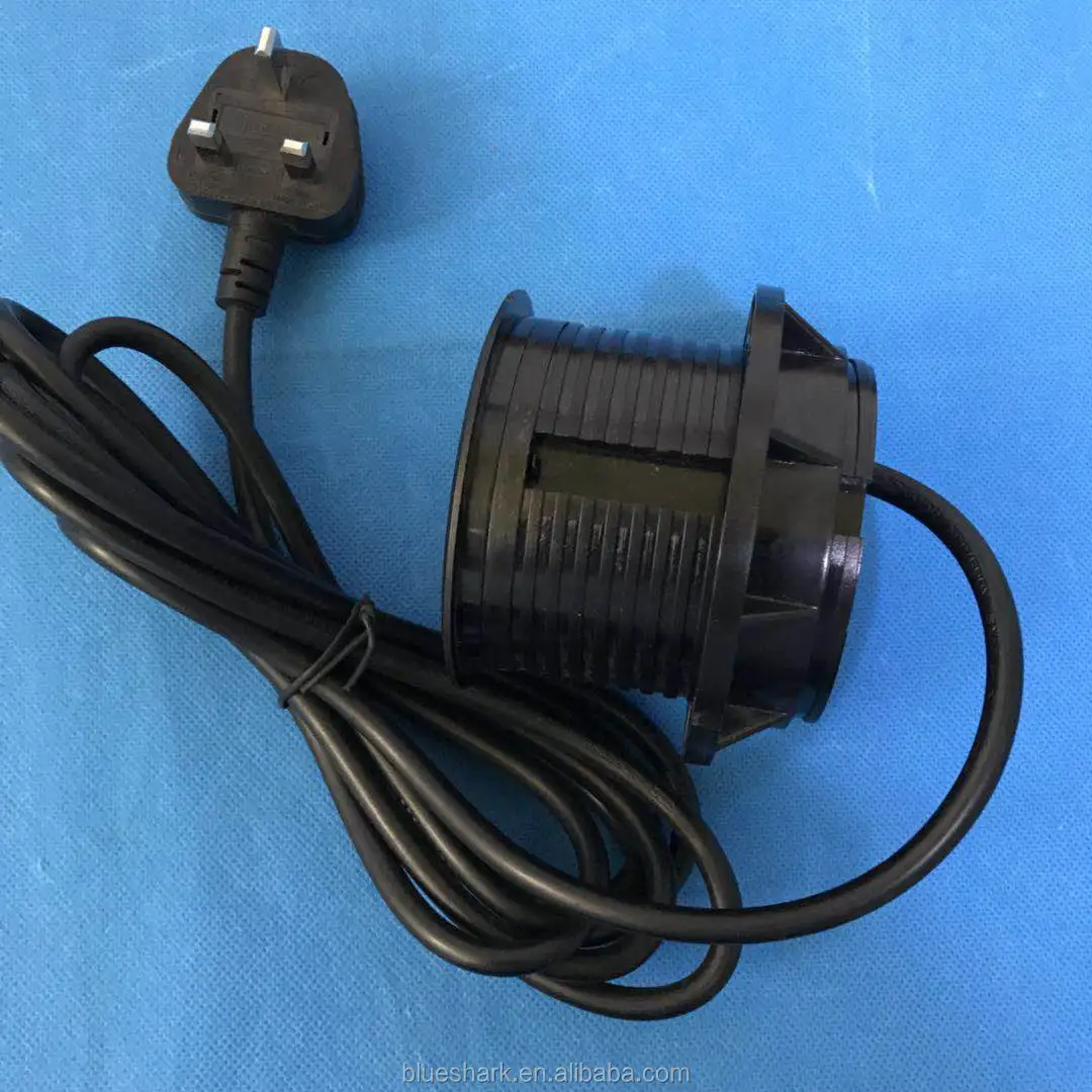 Plastic Black Round Cut Out 80mm Uk Round Desk Power Socket With Fixed