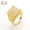 SLS 14K Solid Italian Gold Men Rings Jewellery Thai Sterling Silver Thick Band Unisex Ring