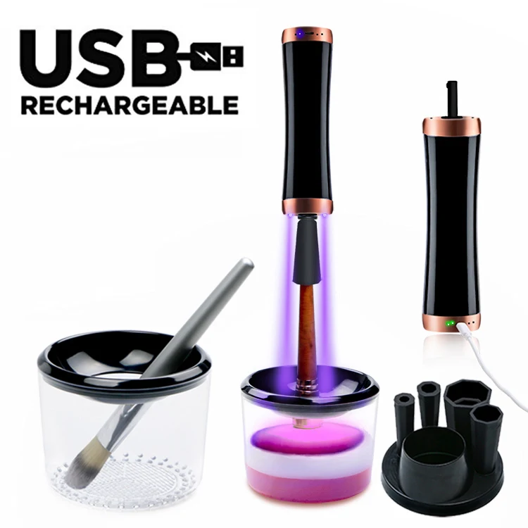 

USB Rechargeable alibaba wholesale Automatic Electric Makeup Brush Cleaner and Dryer ultraviolet light make up brush cleaner, 3 colors of choose