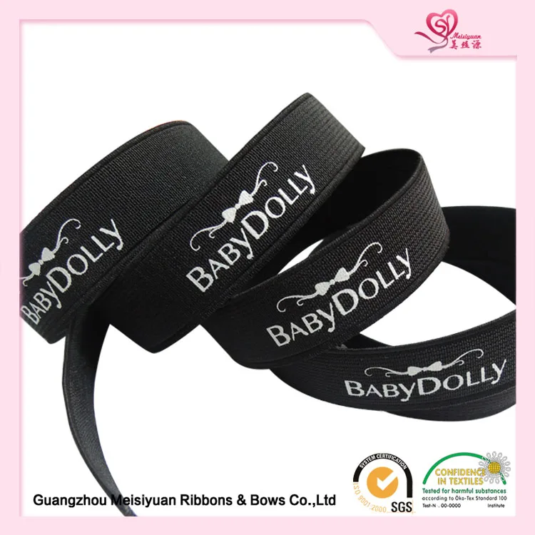 Custom Printed Grosgrain Ribbon Elastic Ployester Satin Black Ribbon