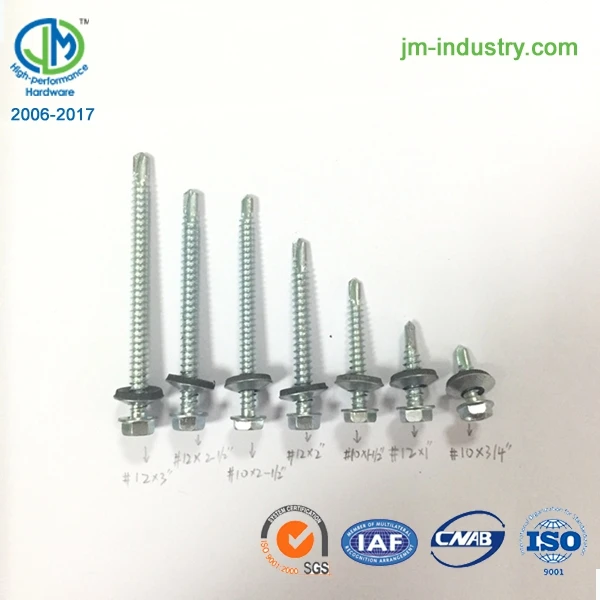 
zinc plated #10 hex washer head roofing self drilling screws 