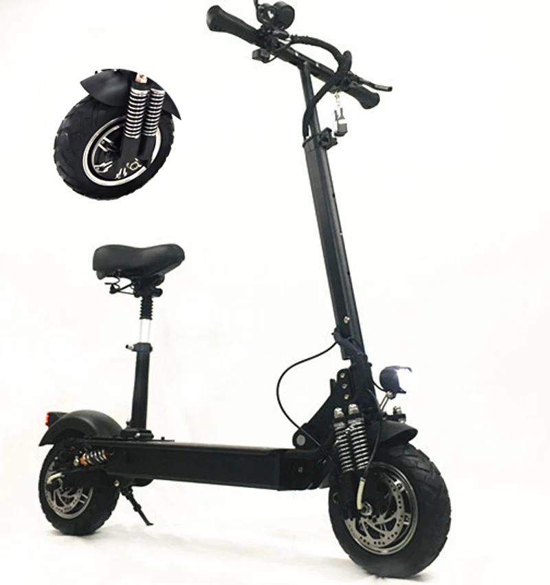 

FLJ New item T11 folding electric scooter 2000w with seat two wheel 11inch electric scooter 2400w for adults, Black