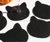 Gray Party Cat Head Black Coasters