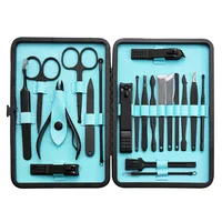 

Manicure Set Professional Nail Clippers Kit Pedicure Care Tools-Stainless Steel Men Grooming Kit 20Pcs With Black PU Leather Cas