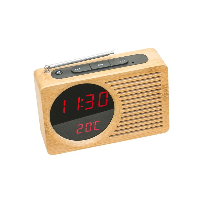 

Mini Portable white led Digital Wooden white led FM Clock Radio With USB, Black/ white/brown/bamboo