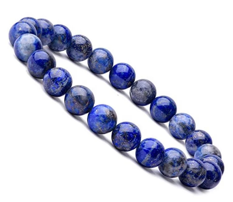 

8mm Natural Lapis Lazuli Gemstone Healing Power Energy Beads Elastic Stretchable Bracelet