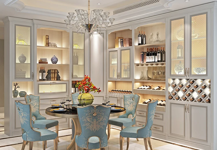 Modern luxury home living room solid wood display wine cabinet