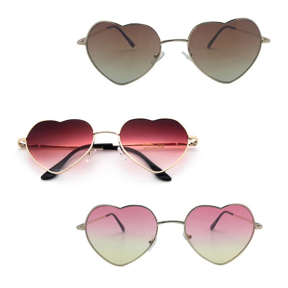 

Heart Shaped 2018 Fashion Wholesale Custom Polarized Sunglasses UV400 Metal Sun Glasses For Women