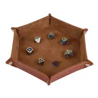 

Hot Selling Dice Holder PU Leather Collapsible Velvet Dice Tray for RPG, DND and Other Table Games
