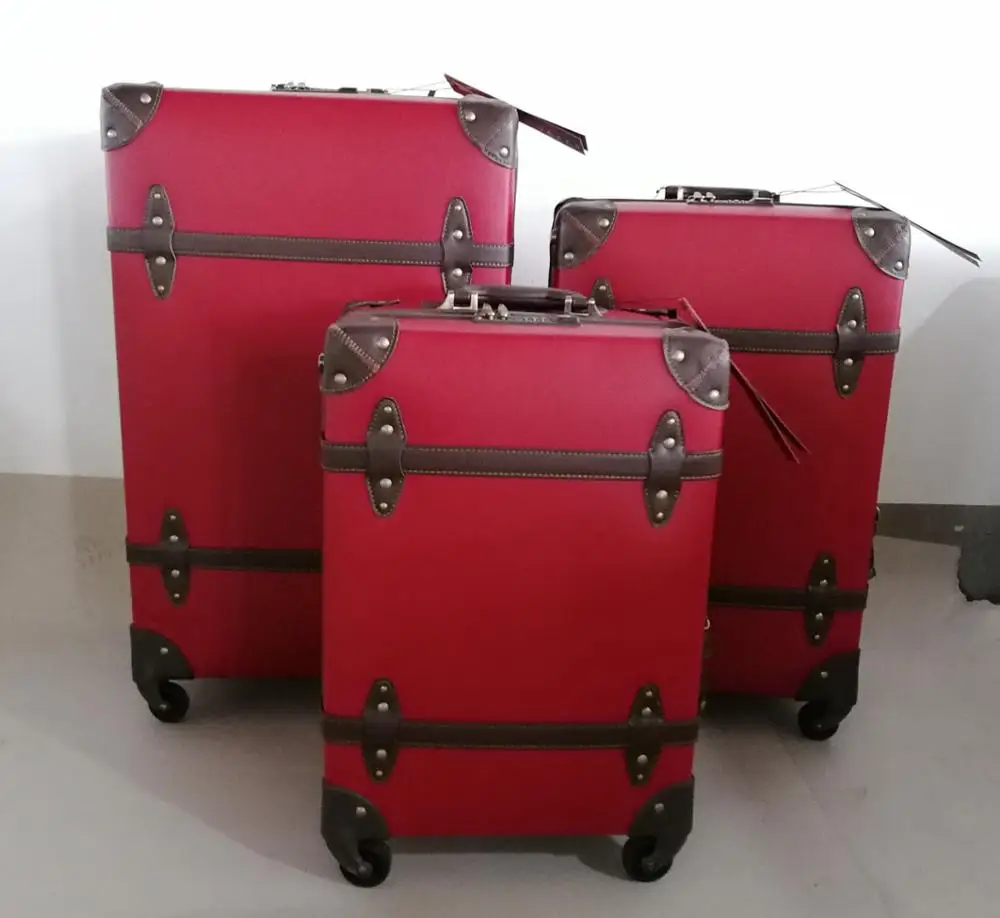 Pu Leather 3 Pieces Trolley Luggage Set,Vintage Luggage Suitcase,Travel