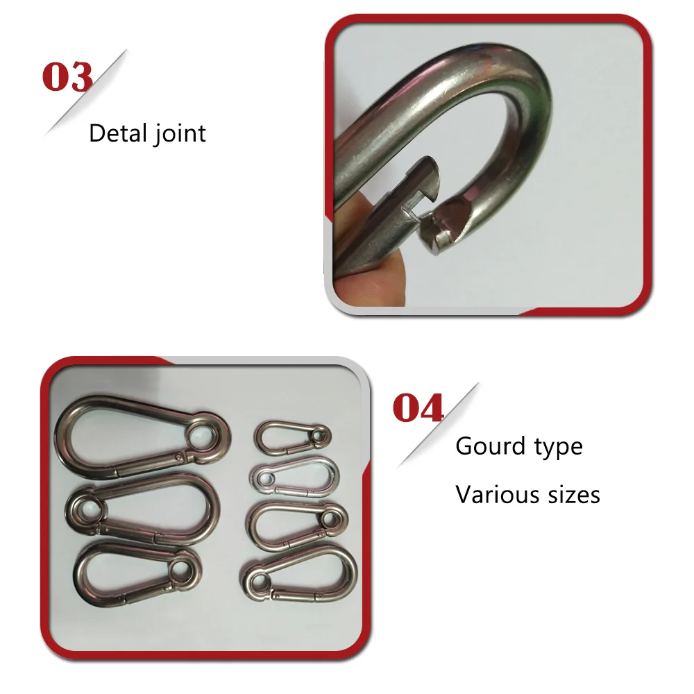 Metal Heavy Duty Clip Marine Hardware Rigging Connecter Snap Hook Carabiner With Eyelet Gancho De Escalada