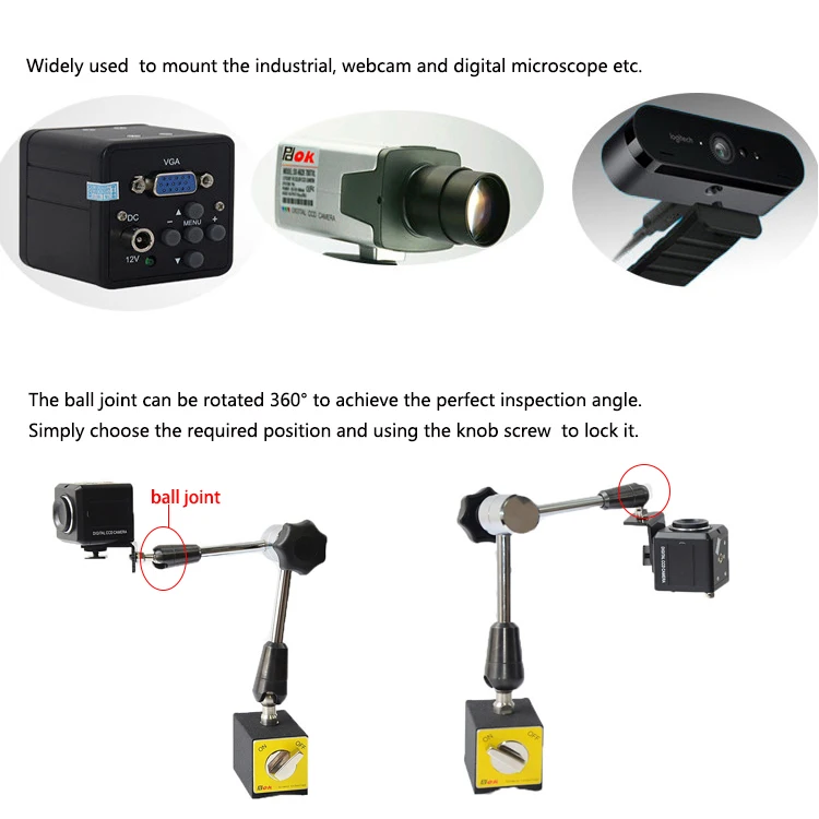 PDOK universal mechanical arm with magnetic base microscope industrial camera holder arm